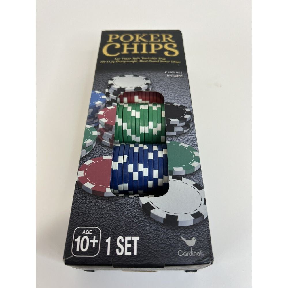 Official Las Vegas Tournament Poker Clay Chips 100 Count includes Tray! Cardinal